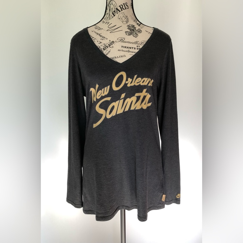 NFL Nike New Orleans Saints Women’s Long Sleeve Top Size Large Gray with Gold